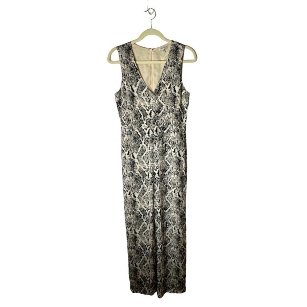 Lavender Brown Jumpsuit Women Small Black Brown Sleeveless Snakeskin Wide Leg